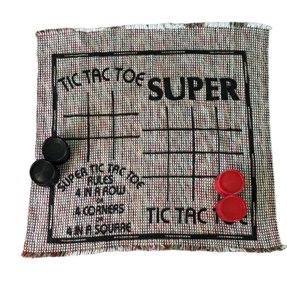 Jumbo Checkers and Tic Tac Toe Oversized Fabric Game Board with Bag